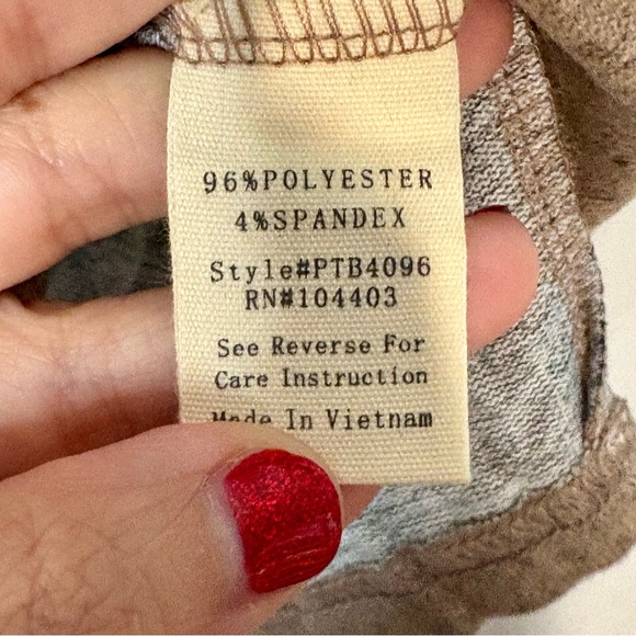 64.perch by blu pepper 1XL mocha beige heather navy polka dot tie front top NWOT - Picture 11 of 13